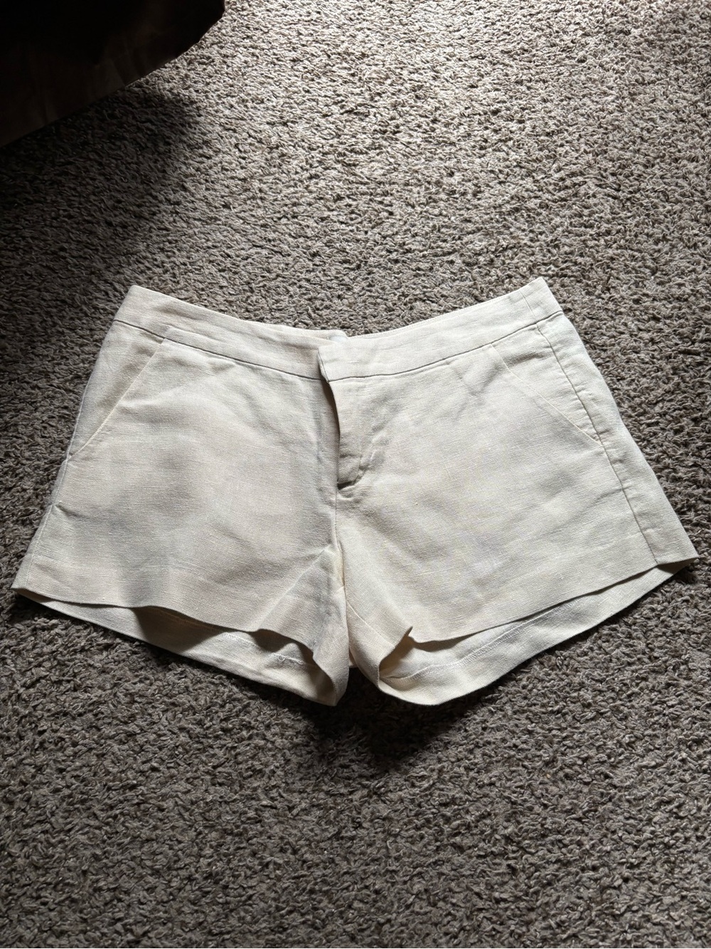 Joie Cream Tailored Linen-Blend Shorts